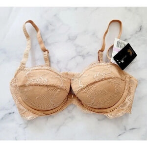 Wacoal Lingerie Vision Padded Push Up Underwire Lace 112003 Nude Pinup Bra 32D